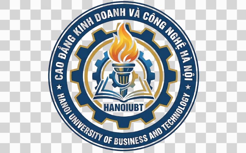 Logo Cao đẳng Kinh doanh và Công nghệ Hà Nội kết hợp hình ảnh ngọn đuốc