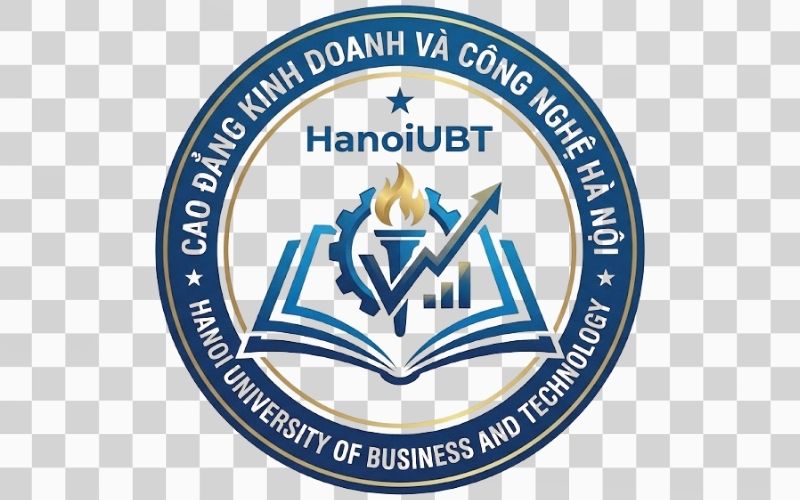 Logo Cao đẳng Kinh doanh và Công nghệ Hà Nội kết hợp hình ảnh quyển sách