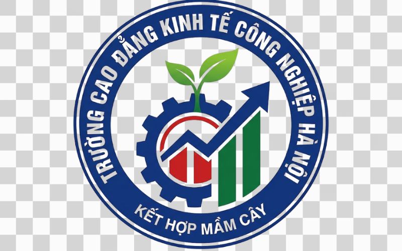 Logo Cao đẳng Kinh tế Công nghiệp Hà Nội kết hợp mầm cây