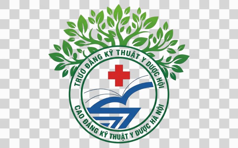 Logo Cao đẳng Kỹ thuật Y Dược Hà Nội kết hợp hình ảnh cây xanh