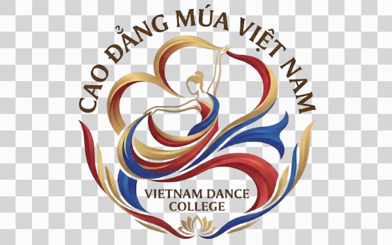 Logo Cao đẳng Múa Việt Nam kết hợp dải lụa mềm mại