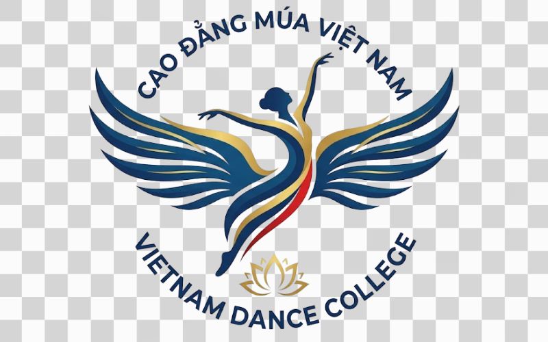 Logo Cao đẳng Múa Việt Nam kết hợp đôi cánh tự do