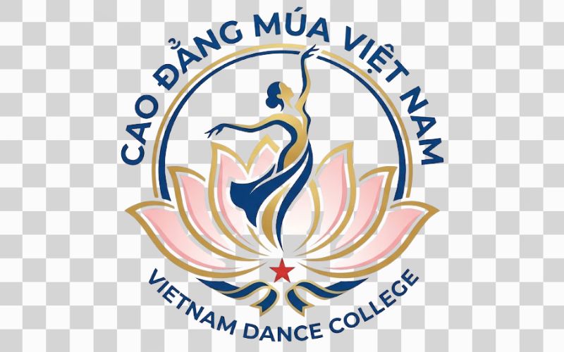 Logo Cao đẳng Múa Việt Nam kết hợp hoa sen thanh cao