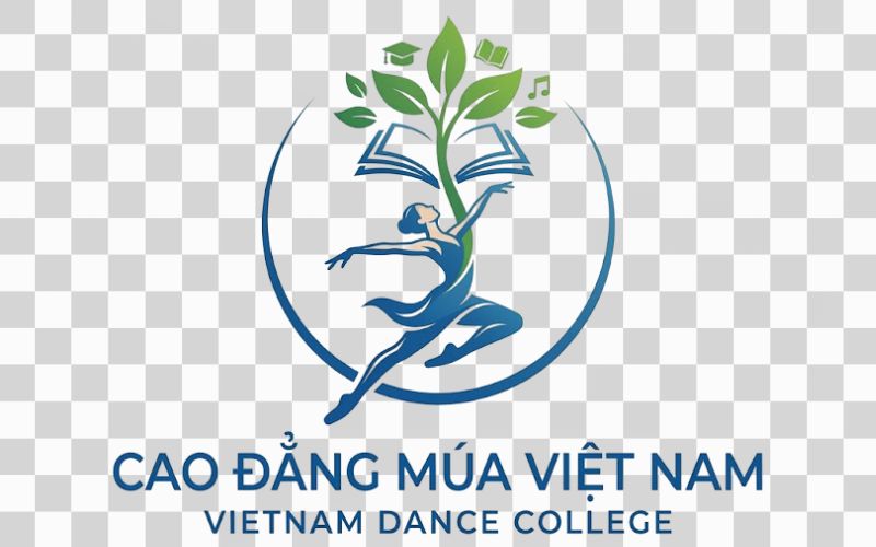 Logo Cao đẳng Múa Việt Nam kết hợp mầm cây tri thức