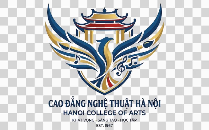 Logo Cao đẳng Nghệ thuật Hà Nội kết hợp hình ảnh cánh chim