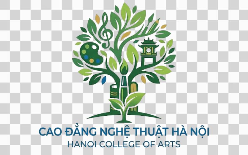 Logo Cao đẳng Nghệ thuật Hà Nội kết hợp hình ảnh mầm cây