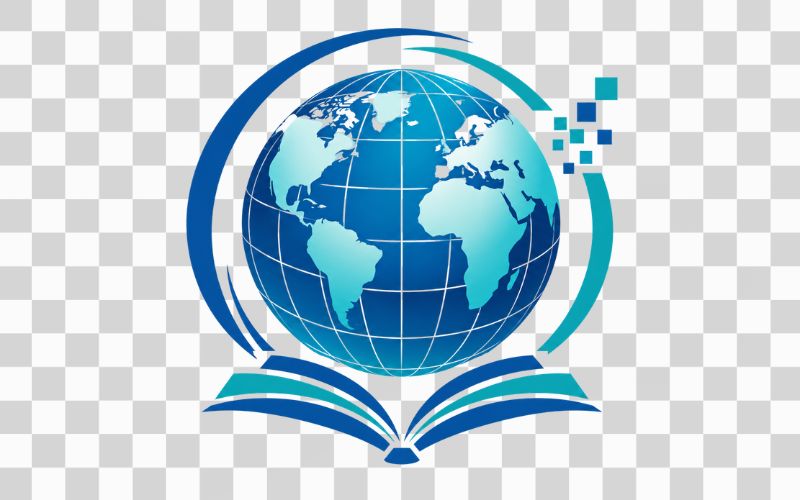 Logo Cao đẳng Ngoại ngữ và Công nghệ Hà Nội kết hợp quả địa cầu