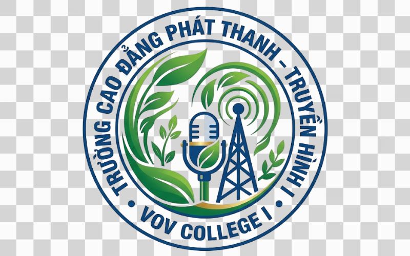 Logo Cao đẳng Phát thanh – Truyền hình I kết hợp hình ảnh lá cây
