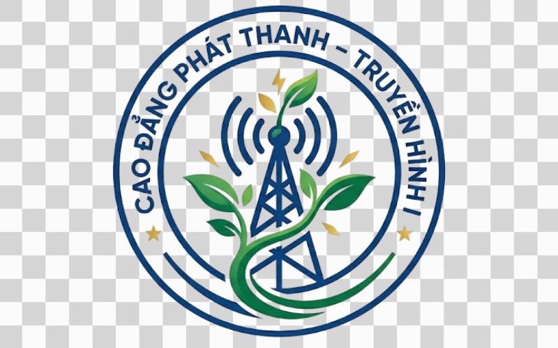 Logo Cao đẳng Phát thanh – Truyền hình I kết hợp hình ảnh mầm cây