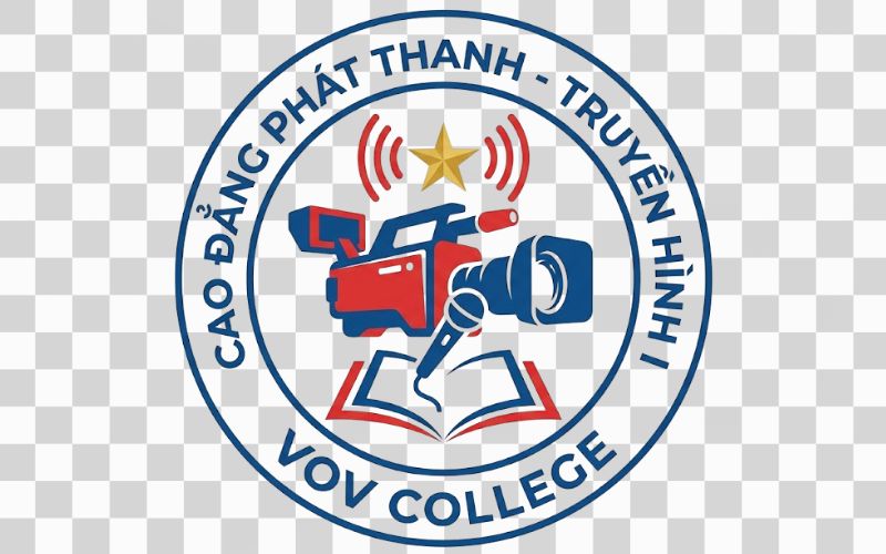 Logo Cao đẳng Phát thanh – Truyền hình I kết hợp hình ảnh máy quay