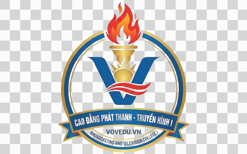 Logo Cao đẳng Phát thanh – Truyền hình I kết hợp hình ảnh ngọn đuốc