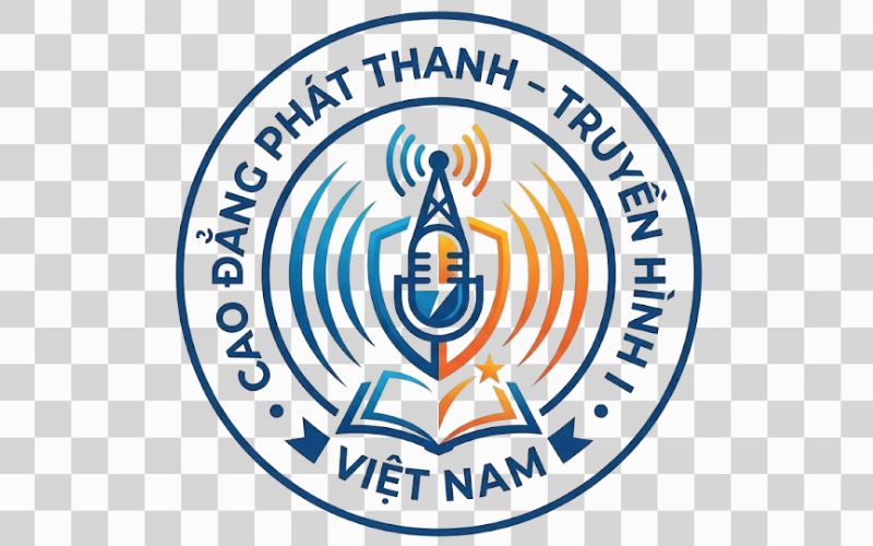 Logo Cao đẳng Phát thanh – Truyền hình I kết hợp hình ảnh sóng âm thanh