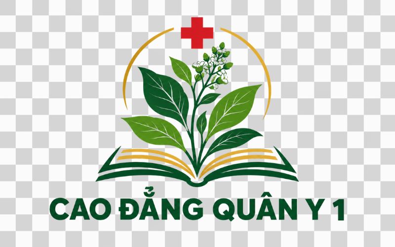 Logo Cao đẳng Quân Y 1 kết hợp cây thuốc và lá dược liệu