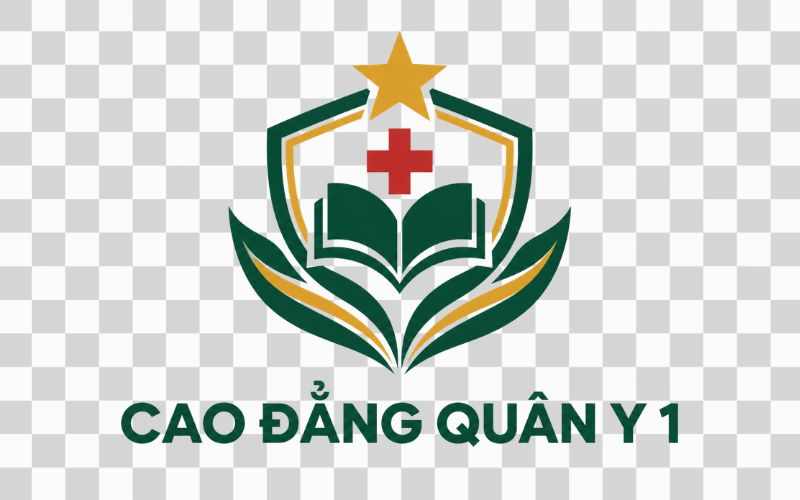 Logo Cao đẳng Quân Y 1 kết hợp huy hiệu và ngôi sao