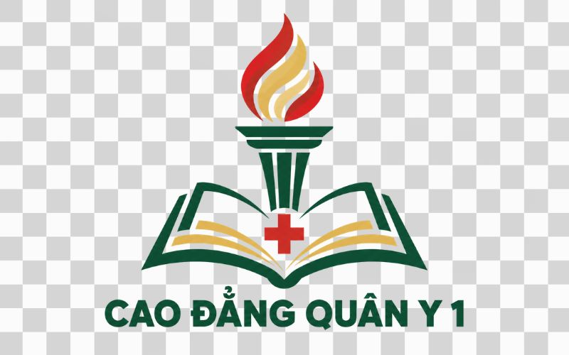 Logo Cao đẳng Quân Y 1 kết hợp ngọn đuốc tri thức