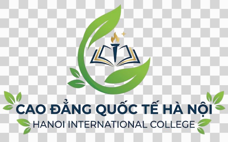 Logo Cao đẳng Quốc tế Hà Nội kết hợp hình ảnh lá cây