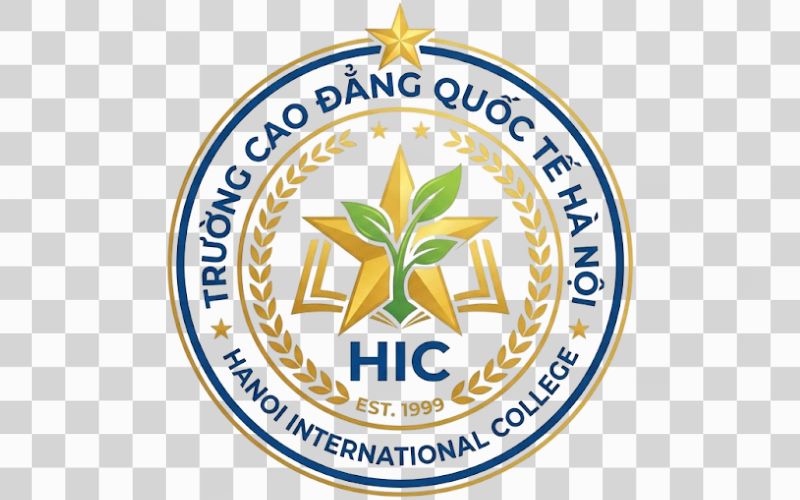 Logo Cao đẳng Quốc tế Hà Nội kết hợp hình ảnh mầm cây