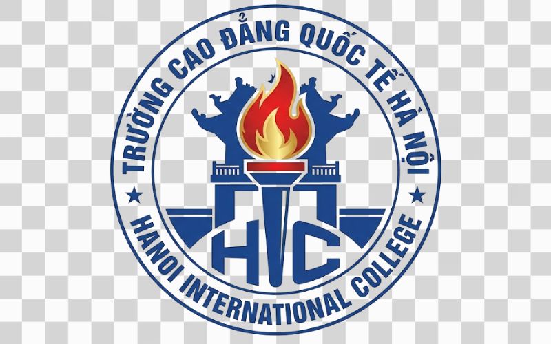 Logo Cao đẳng Quốc tế Hà Nội kết hợp hình ảnh ngọn đuốc