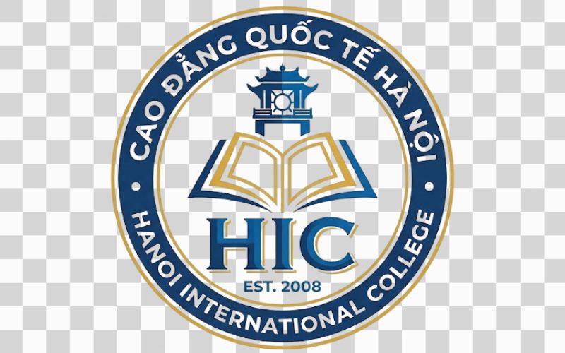 Logo Cao đẳng Quốc tế Hà Nội kết hợp hình ảnh quyển sách