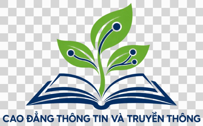 Logo Cao đẳng Thông tin và Truyền thông kết hợp mầm xanh