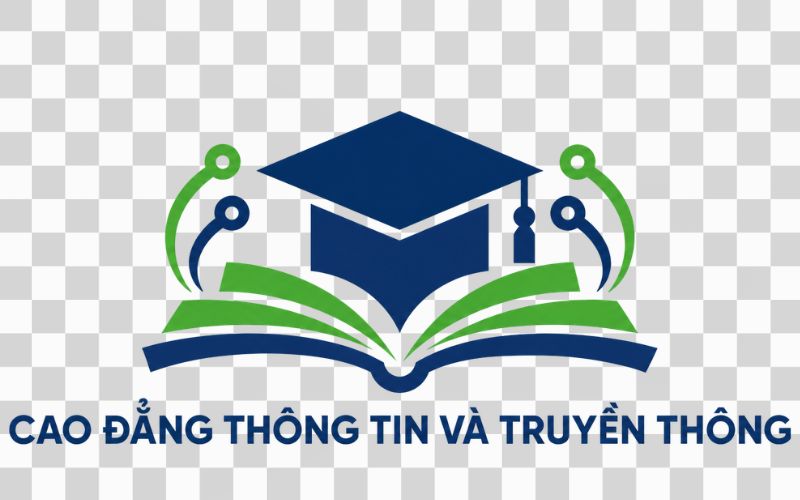 Logo Cao đẳng Thông tin và Truyền thông kết hợp mũ tốt nghiệp