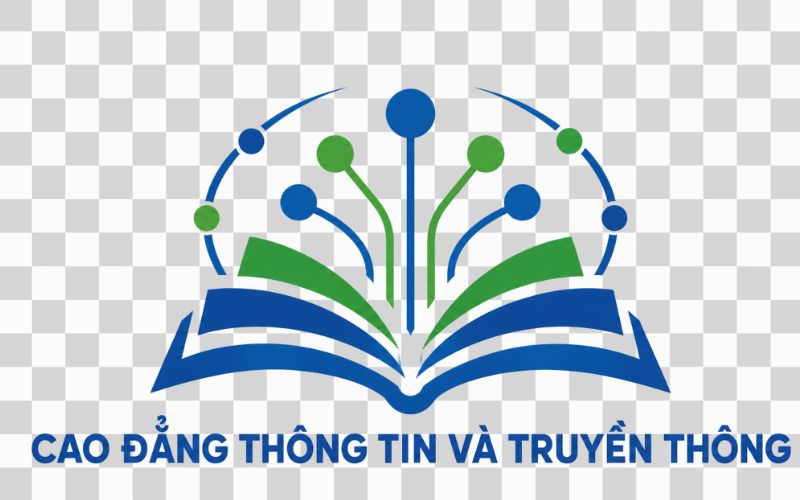 Logo Cao đẳng Thông tin và Truyền thông kết hợp quyển sách mở