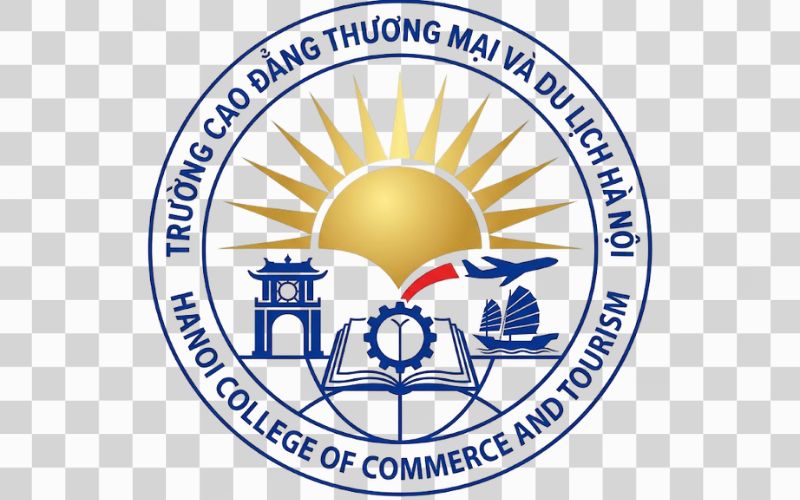 Logo Cao đẳng Thương mại và Du lịch Hà Nội kết hợp hình mặt trời
