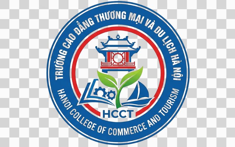 Logo Cao đẳng Thương mại và Du lịch Hà Nội kết hợp mầm cây
