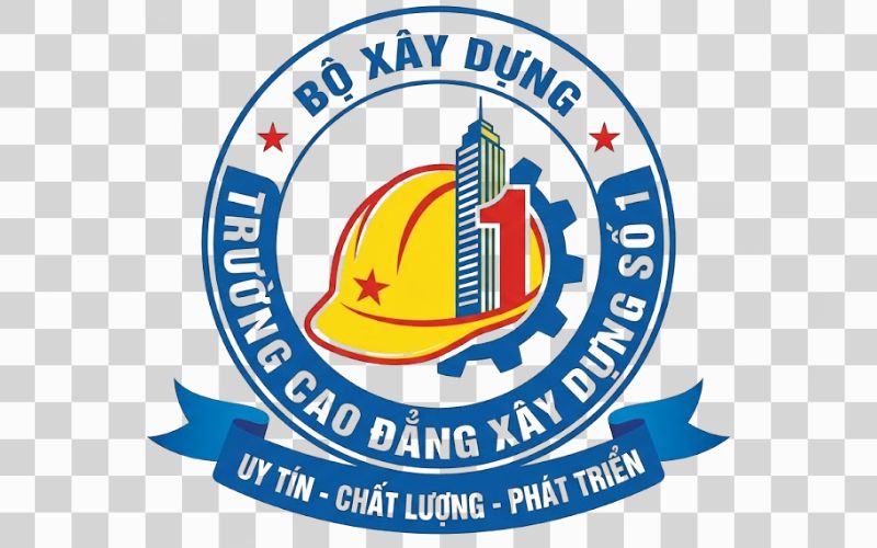 Logo Cao đẳng Xây dựng số 1 kết hợp hình ảnh mũ bảo hộ