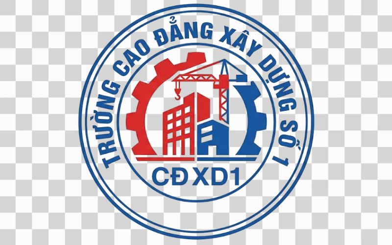 Logo Cao đẳng Xây dựng số 1 với biểu tượng công trình