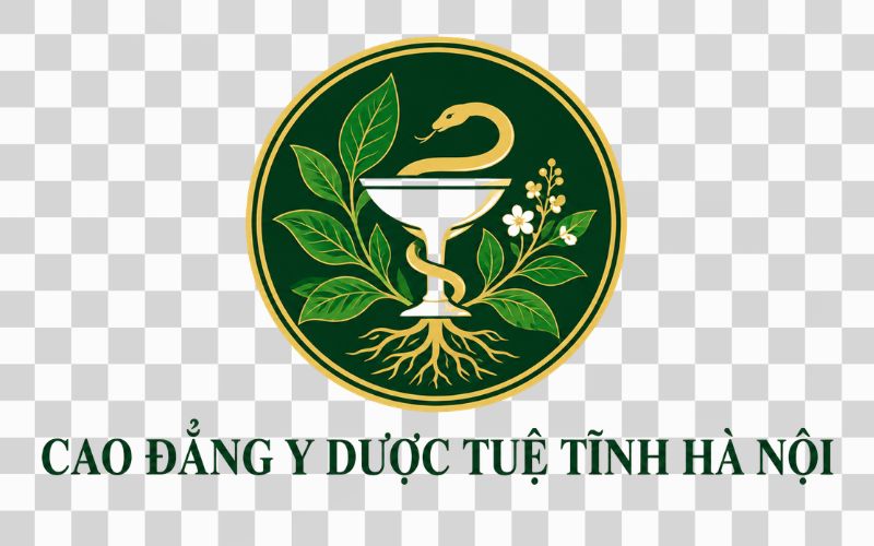 Logo Cao đẳng Y Dược Tuệ Tĩnh Hà Nội kết hợp cây thuốc Nam