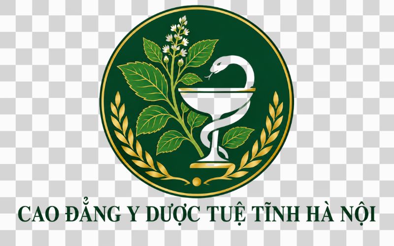 Logo Cao đẳng Y Dược Tuệ Tĩnh Hà Nội kết hợp lá thuốc