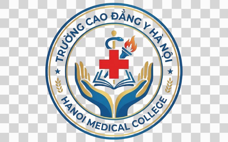 Logo Cao đẳng Y Hà Nội kết hợp hình ảnh bàn tay