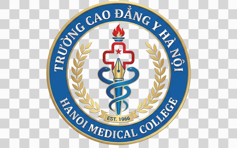 Logo Cao đẳng Y Hà Nội kết hợp hình ảnh cây bút