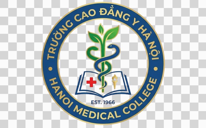 Logo Cao đẳng Y Hà Nội kết hợp hình ảnh mầm cây