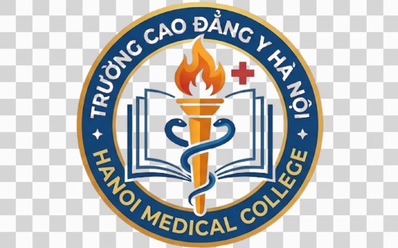 Logo Cao đẳng Y Hà Nội kết hợp hình ảnh ngọn đuốc