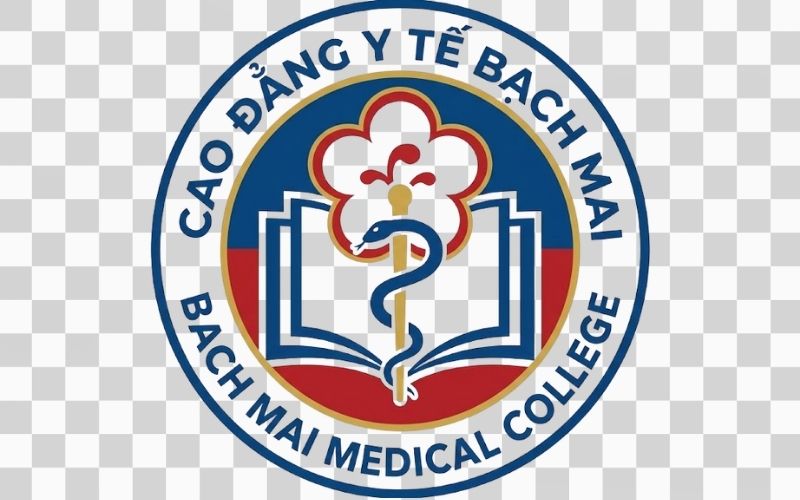 Logo Cao đẳng Y tế Bạch Mai kết hợp biểu tượng y tế với hình ảnh học thuật