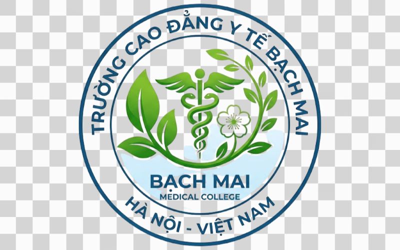 Logo Cao đẳng Y tế Bạch Mai kết hợp lá cây tạo cảm giác xanh và thân thiện