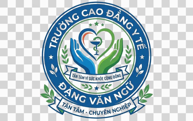 Logo Cao đẳng Y tế Đặng Văn Ngữ kết hợp hình ảnh bàn tay và sự tận tâm