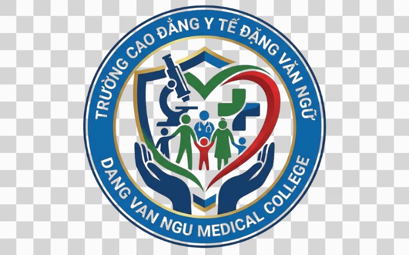 Logo Cao đẳng Y tế Đặng Văn Ngữ kết hợp hình ảnh con người và giá trị cộng đồng