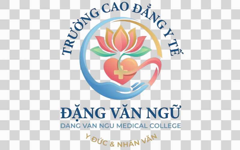 Logo Cao đẳng Y tế Đặng Văn Ngữ kết hợp hình ảnh hoa và vẻ đẹp nhân văn