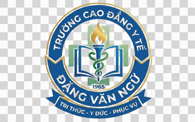 Logo Cao đẳng Y tế Đặng Văn Ngữ kết hợp hình ảnh quyển sách và tri thức
