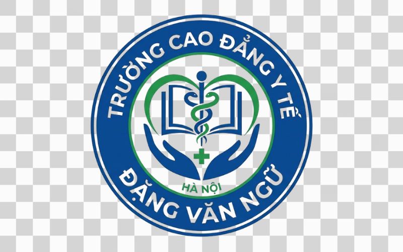 Logo Cao đẳng Y tế Đặng Văn Ngữ kết hợp hình ảnh y khoa và chăm sóc sức khỏe