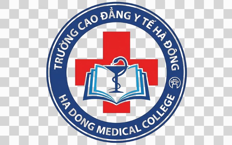 Logo Cao đẳng Y tế Hà Đông kết hợp hình ảnh chữ thập y tế