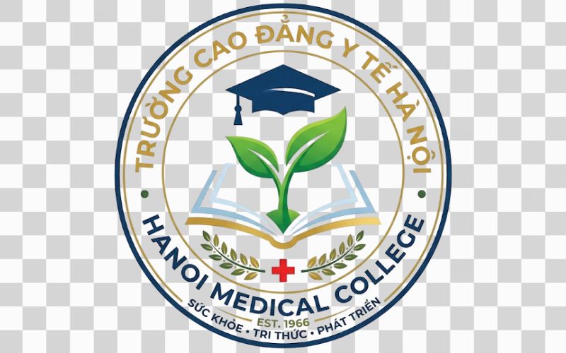 Logo Cao đẳng Y tế Hà Nội kết hợp mầm cây với hình ảnh giáo dục