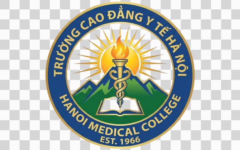 Logo Cao đẳng Y tế Hà Nội kết hợp núi và mặt trời thể hiện khát vọng vươn lên