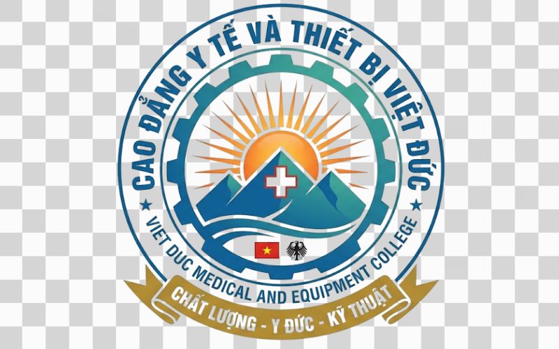 Logo Cao đẳng Y tế và Thiết bị Việt Đức kết hợp núi và mặt trời