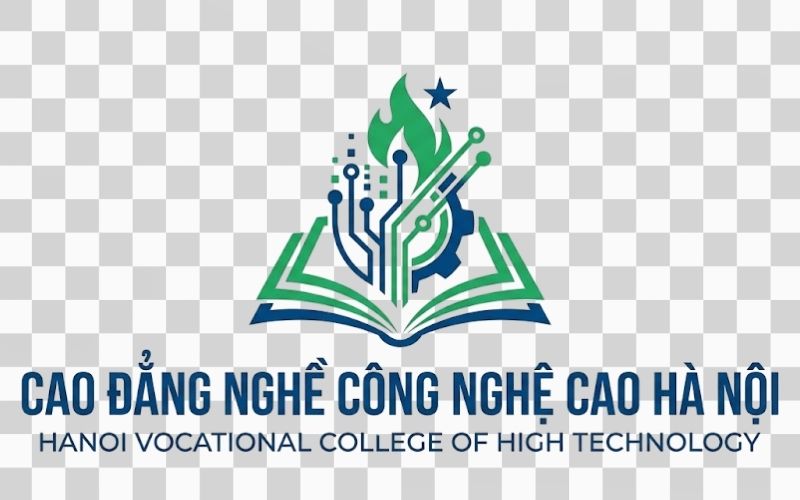 Logo Cao đẳng nghề Công nghệ cao Hà Nội kết hợp biểu tượng giáo dục và tri thức