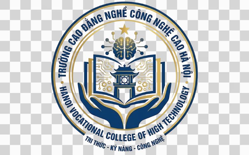 Logo Cao đẳng nghề Công nghệ cao Hà Nội kết hợp hình ảnh bàn tay và tri thức