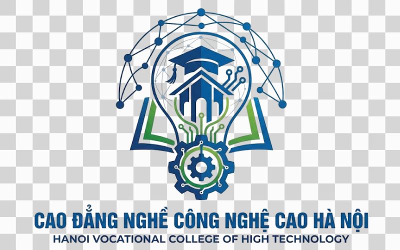 Logo Cao đẳng nghề Công nghệ cao Hà Nội kết hợp hình ảnh bóng đèn